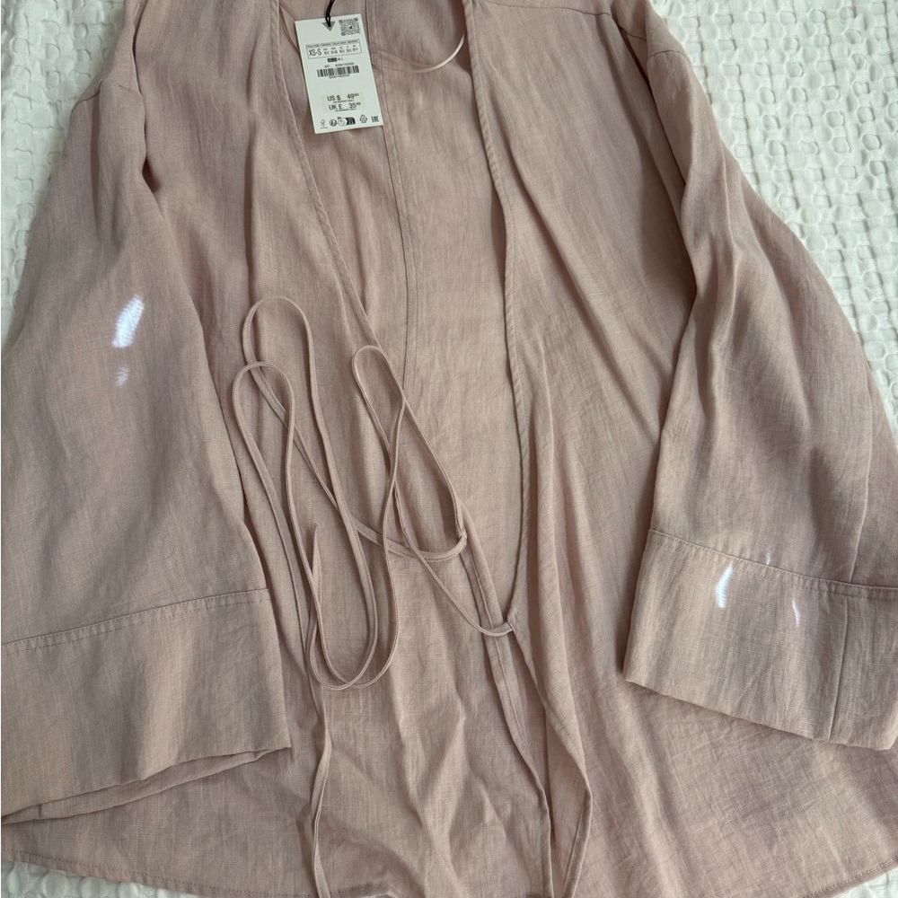 Zara Blush Pink Textured wrap kimono